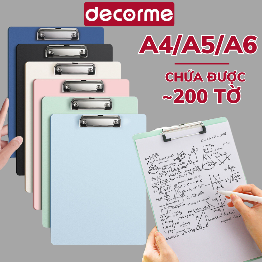 Kẹp tài liệu Decorme bìa kẹp giấy A4 A5 A6 nhiều màu bảng trình ký ...