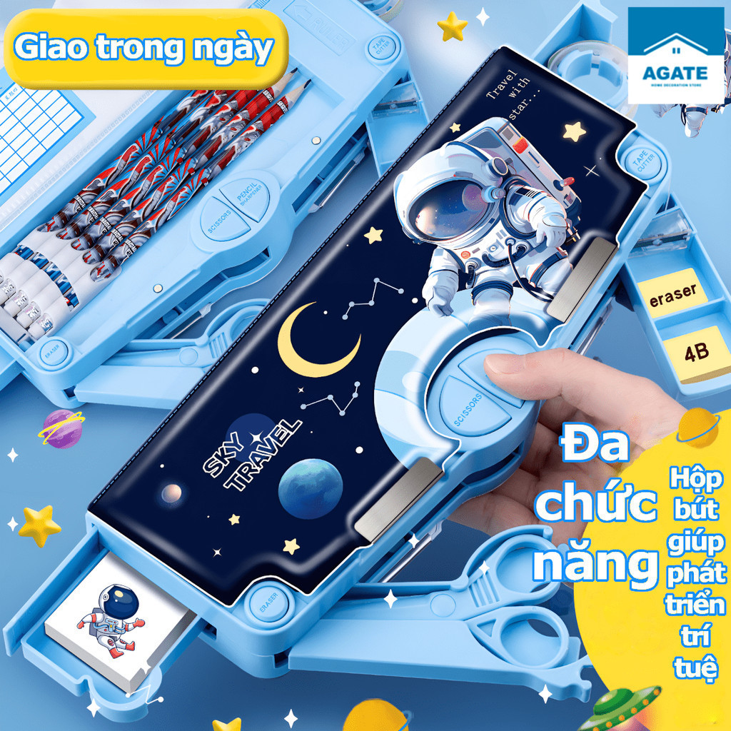 Hộp bút học sinh đa năng hoạt hình phi hành gia ngựa pony cho bé đi...