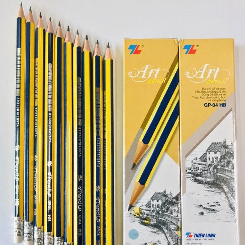Combo 10 Cây Bút Chì Gỗ TL HB  - Nét Đậm, Thân Lục Giác, Viết Thoải...