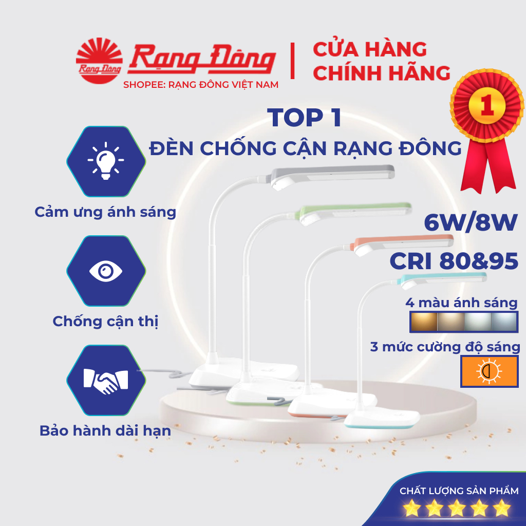 Đèn học Rạng Đông LED chống cận, bảo vệ mắt, thị lực,3 mức sáng, MO...